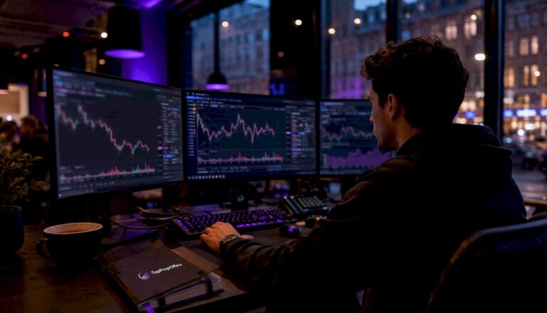Professional multi-monitor prop trading desk