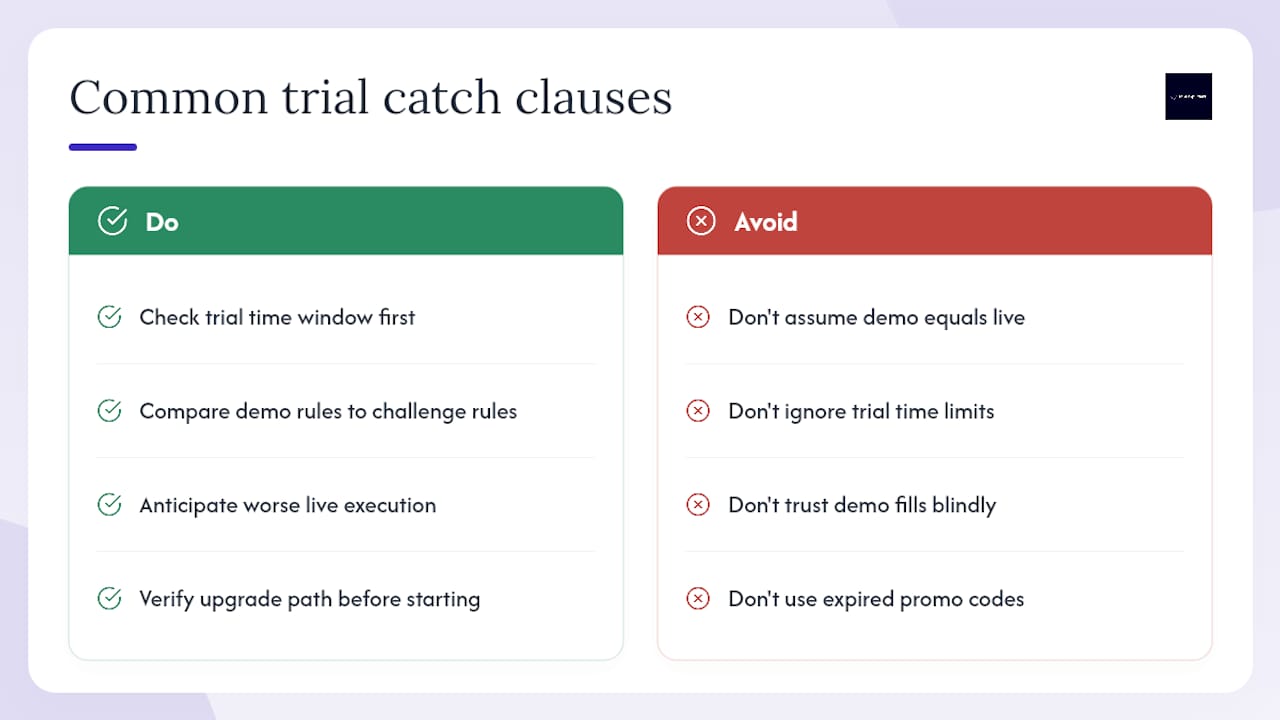 Common catch clauses in trial offers that affect your experience — overview diagram