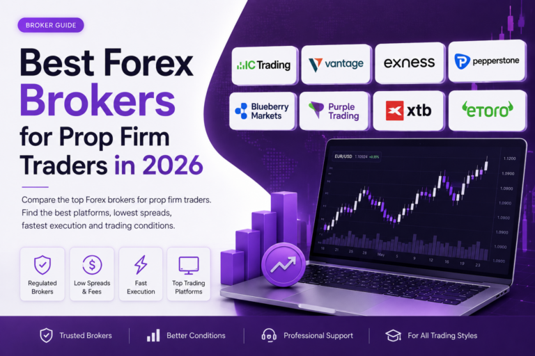 ChatGPT Image 13 серп. 2026 р., 15_19_30 Best Forex Brokers for Prop Firm Traders in 2026 comparison featuring IC Trading, Vantage Markets, Exness, Purple Trading, Blueberry Markets, XTB, and eToro.