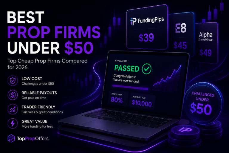 ChatGPT Image 6 серп. 2026 р., 09_05_34 Best Prop Firms Under $50 Comparison Table (2026)